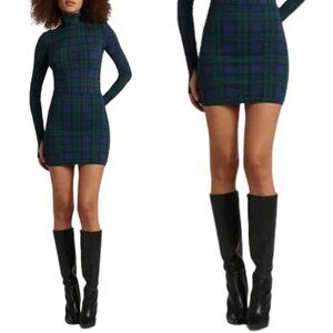 Commando Plaid Micro Mini Skirt Women's Medium Green Blue Bodycon Going Out NWOT